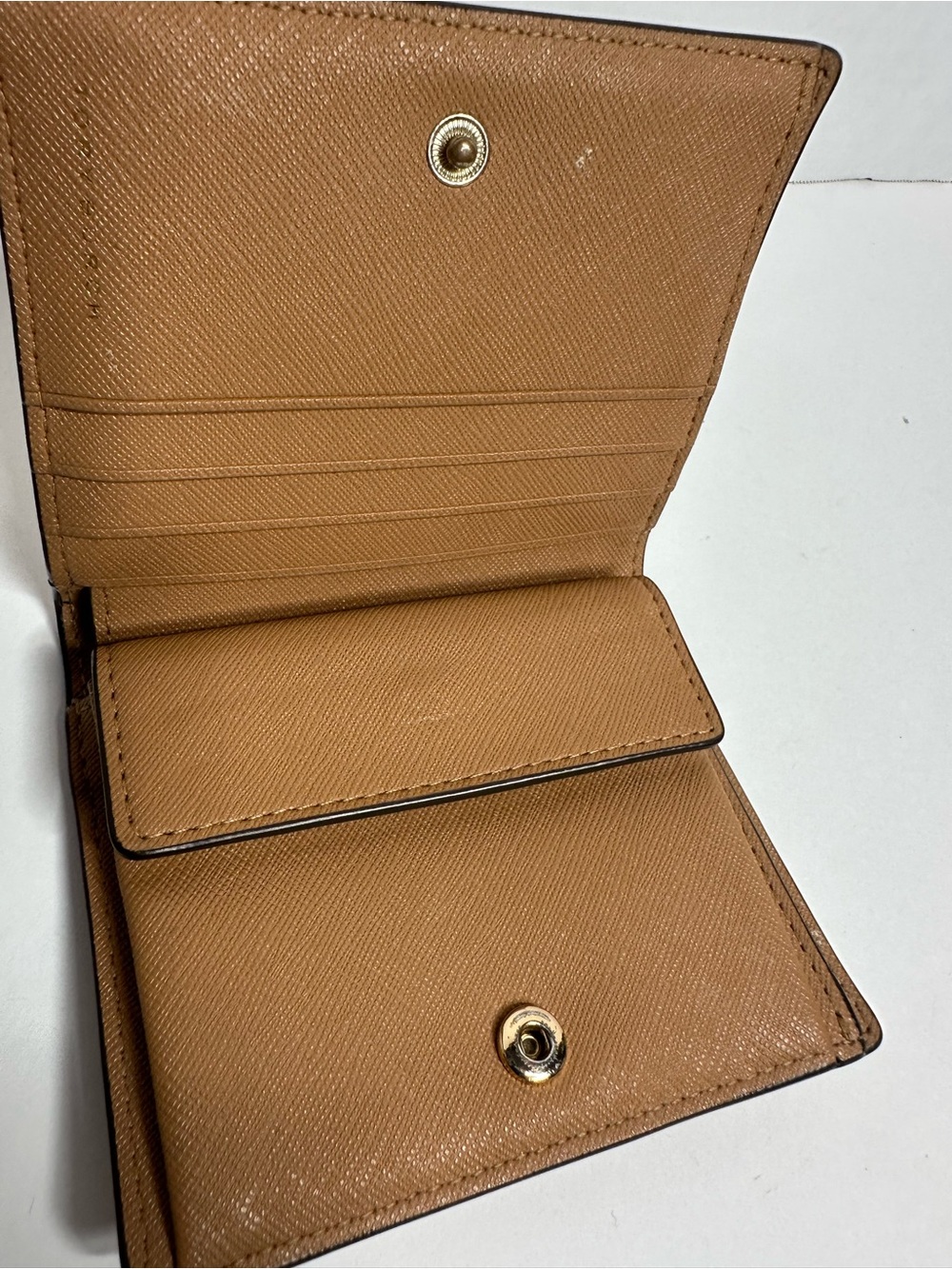 Tory Burch Caramel Tan Saffiano Bi-Fold Wallet - Picture 5 of 9